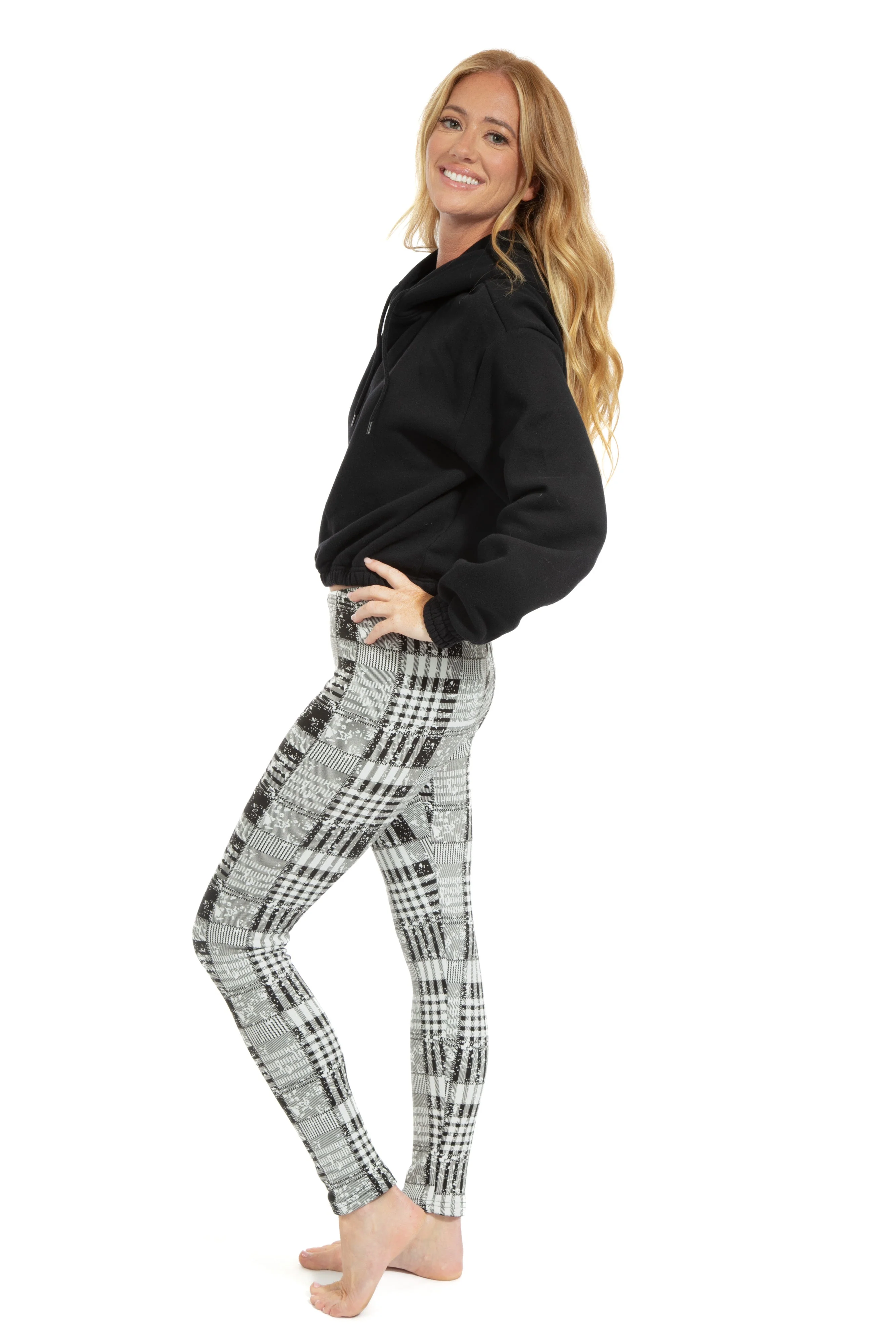 Black & White Abstract - Cozy Lined Leggings - Image 4