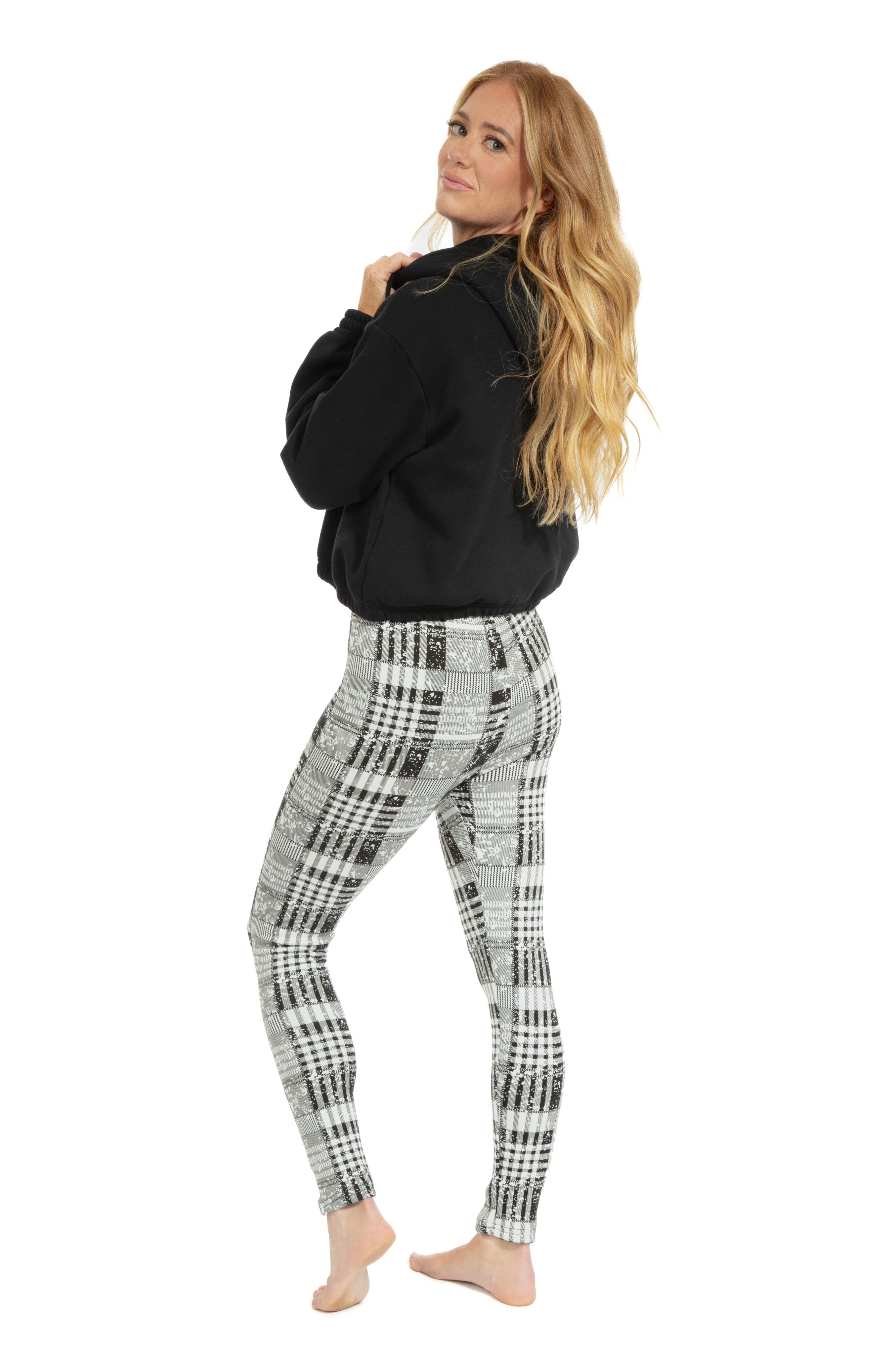 Black & White Abstract - Cozy Lined Leggings - Image 5