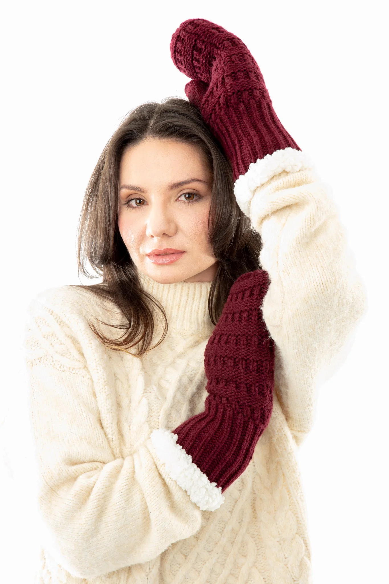 Dark Cherry - Cozy Lined Mittens - Image 4