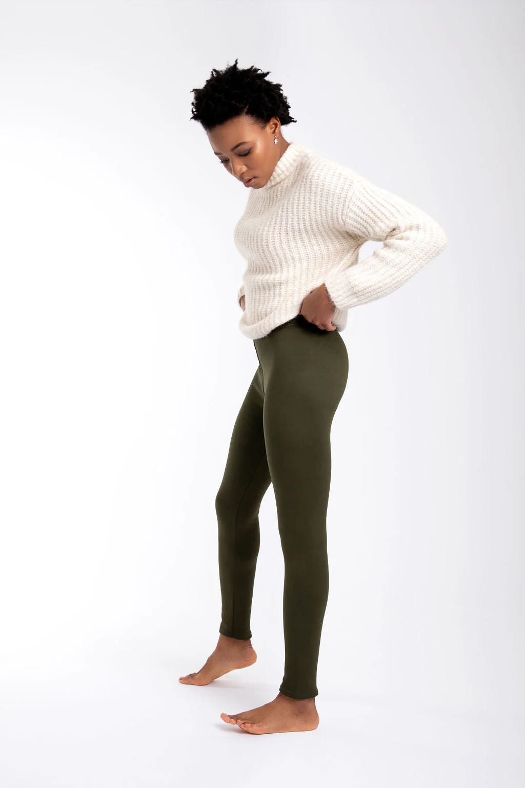 Dark Green - Cozy Lined Leggings - Image 3