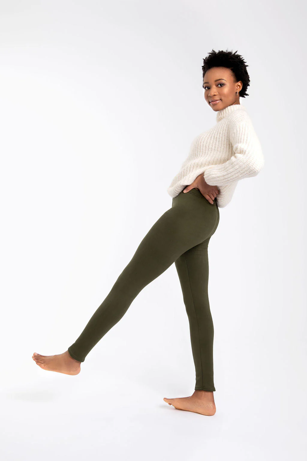 Dark Green - Cozy Lined Leggings - Image 4
