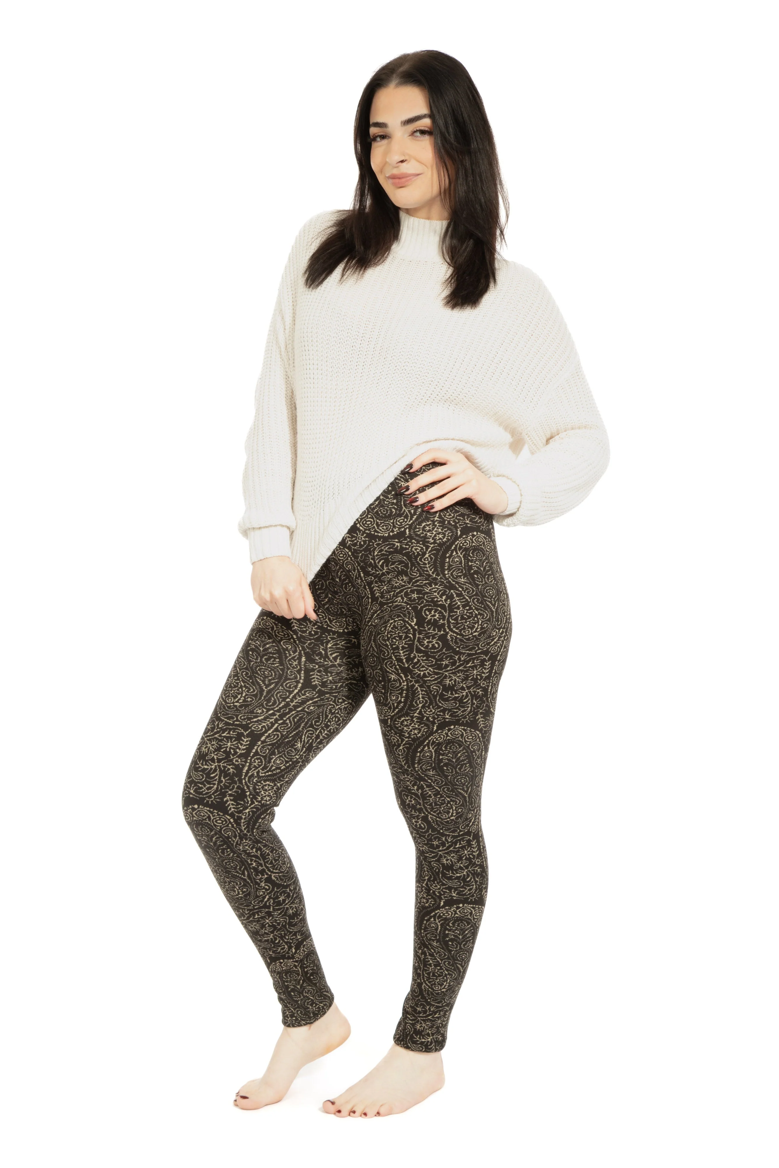 Golden Arabesques - Cozy Lined Leggings - Image 2
