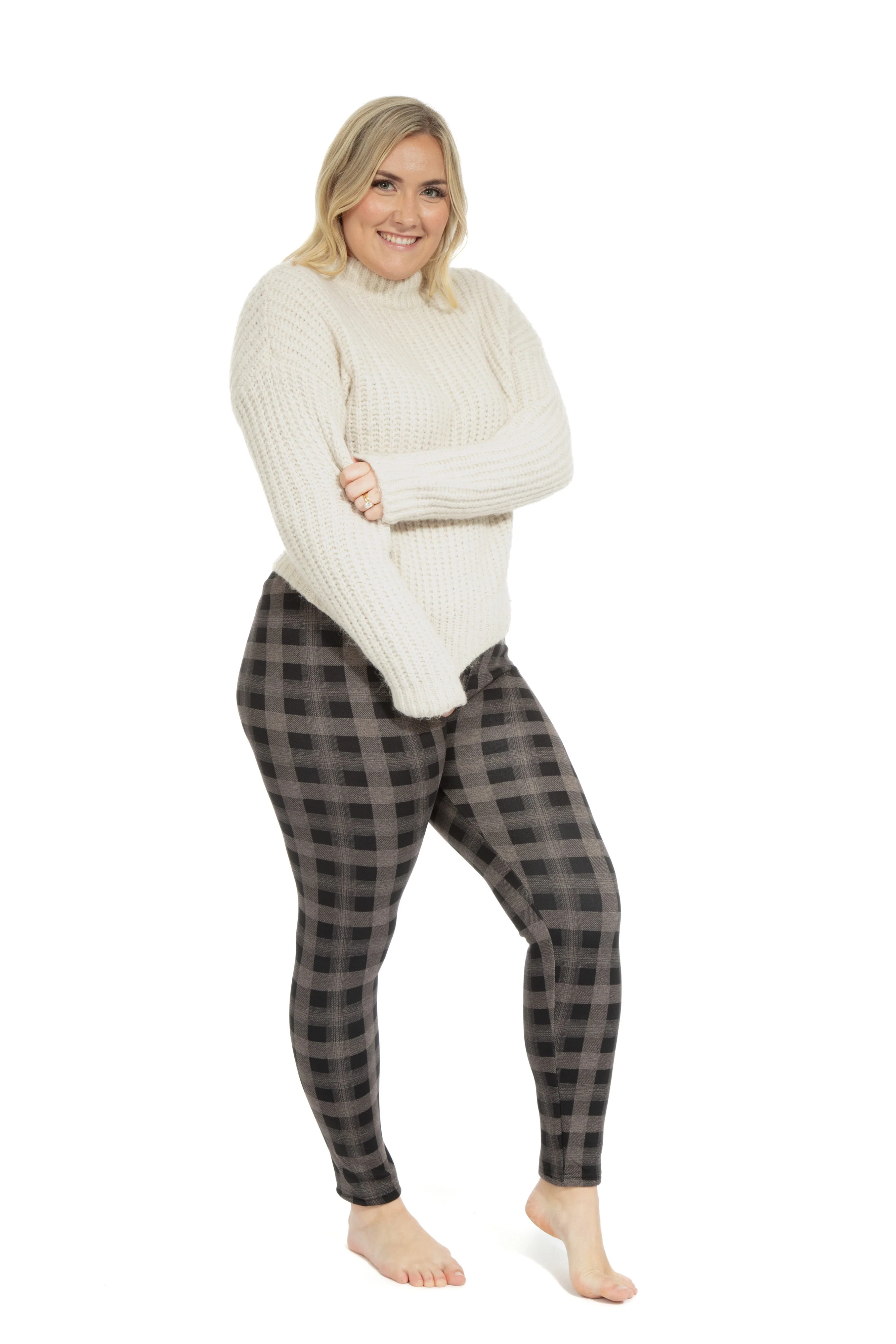 Irish Squares - Cozy Lined Leggings - Image 2