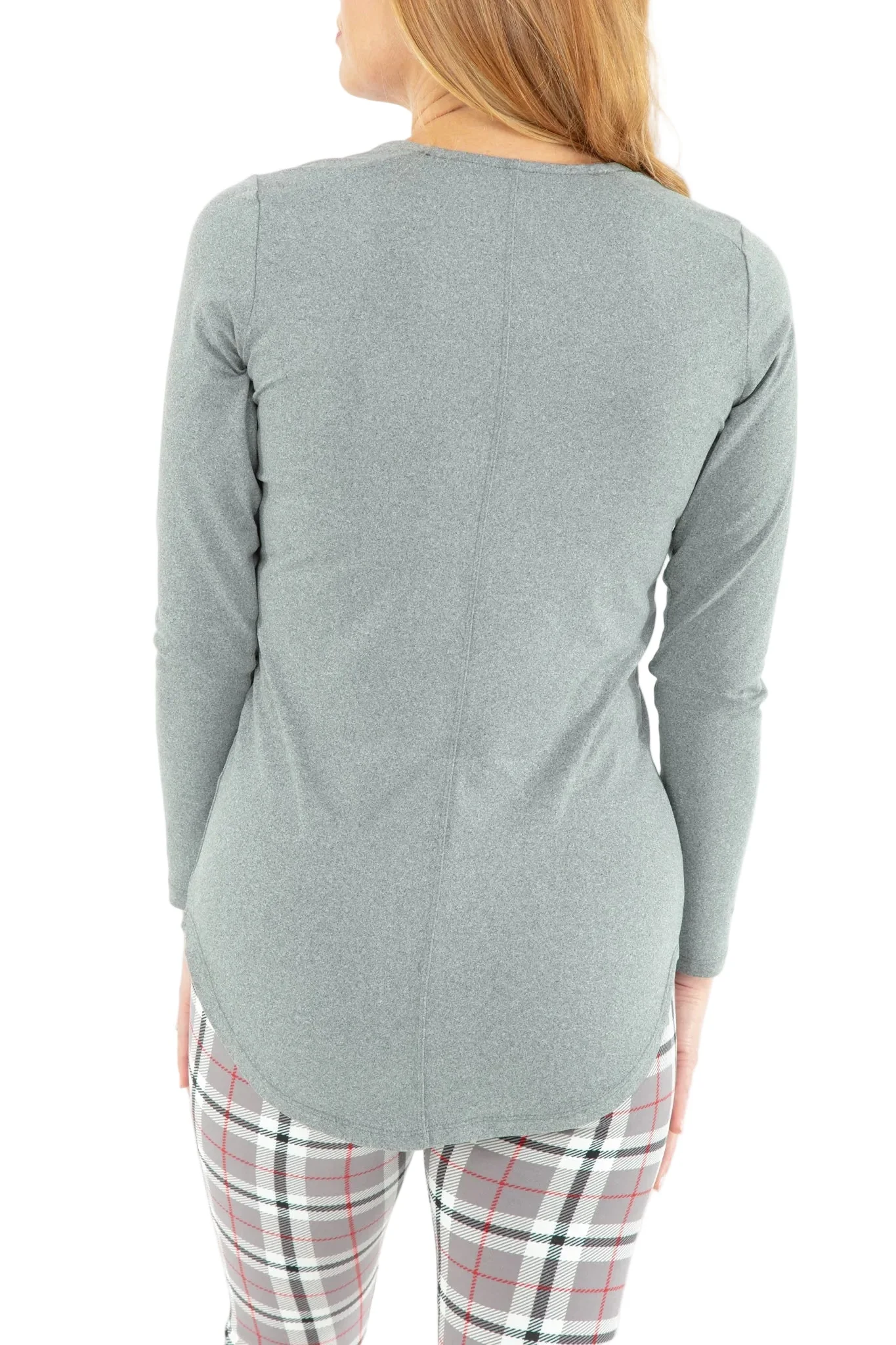 Light Gray - Long Sleeve Tunic Top - Image 3