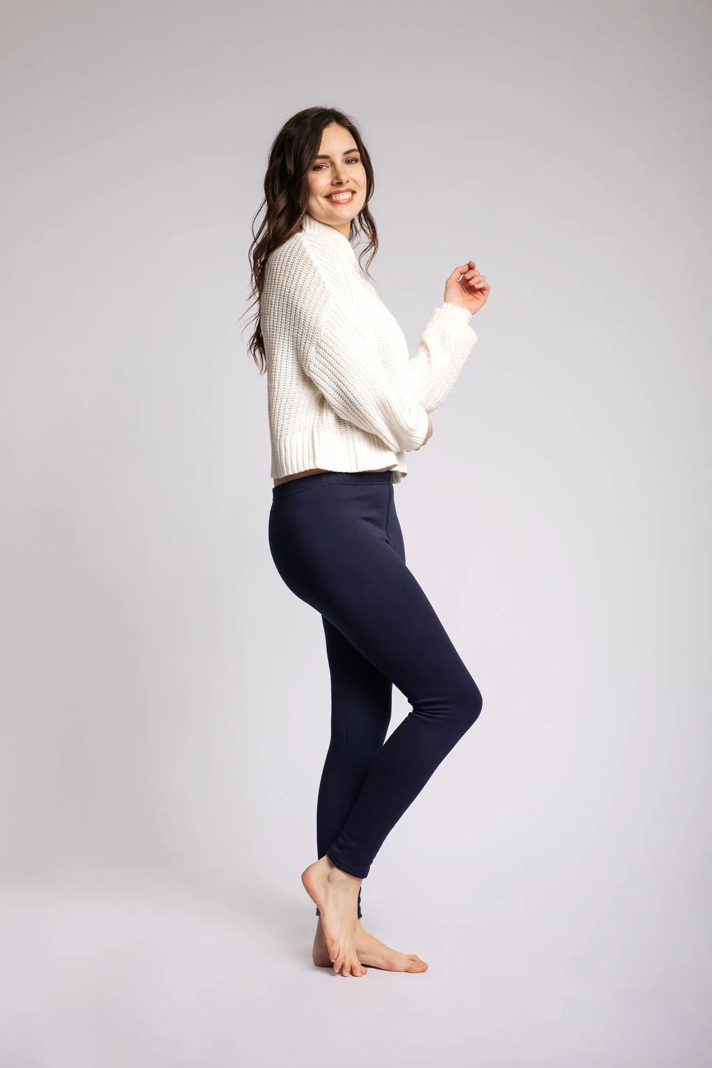 Navy- Cozy Lined Leggings - Image 3