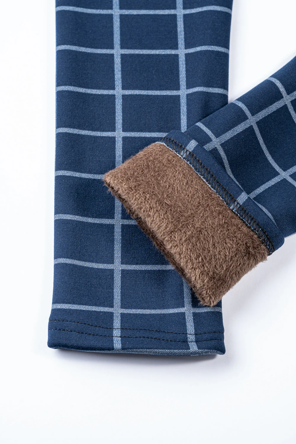 Navy Check - Cozy Lined Leggings - Image 7