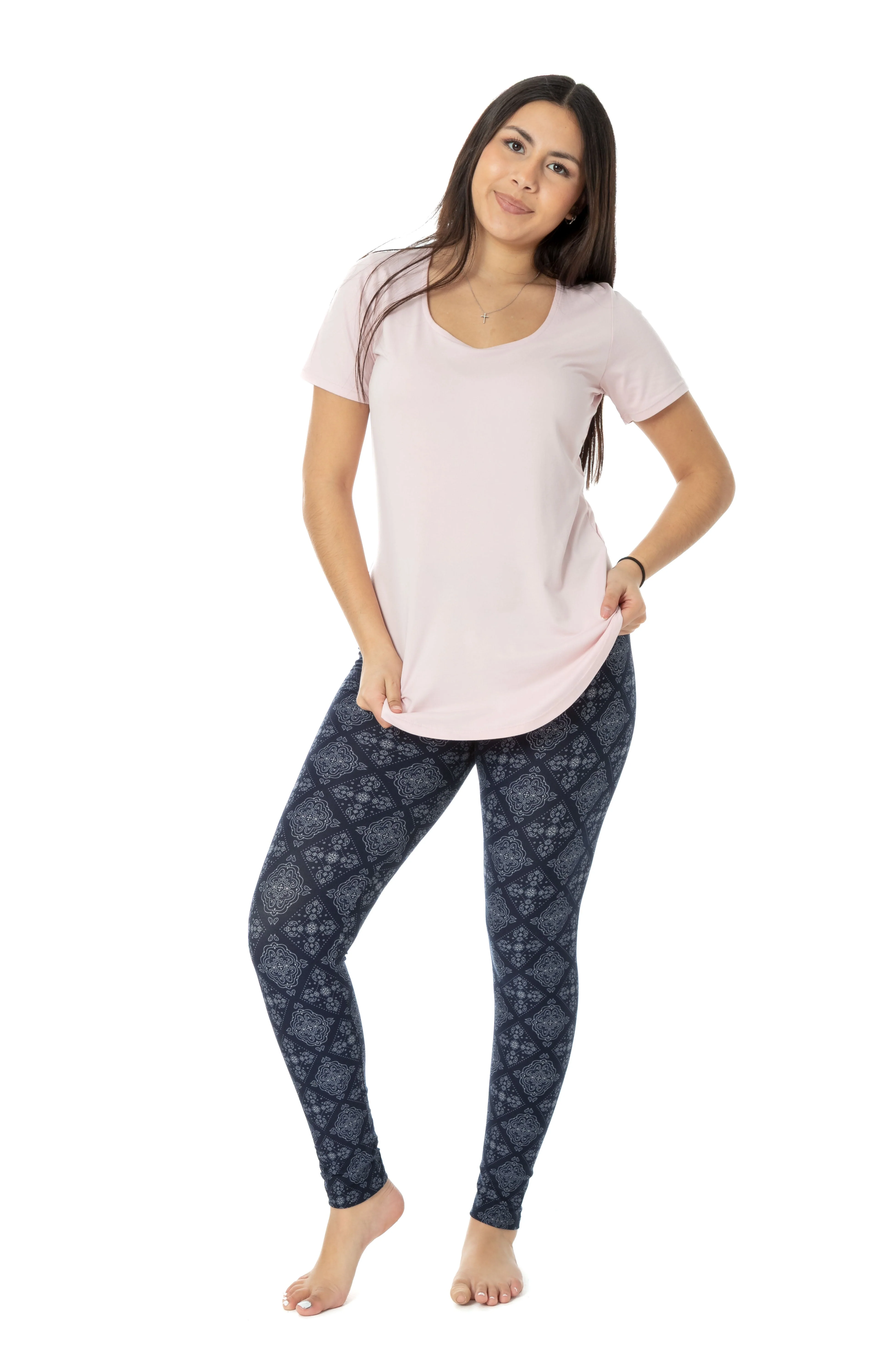 Navy Damask - All Season Leggings - Image 2