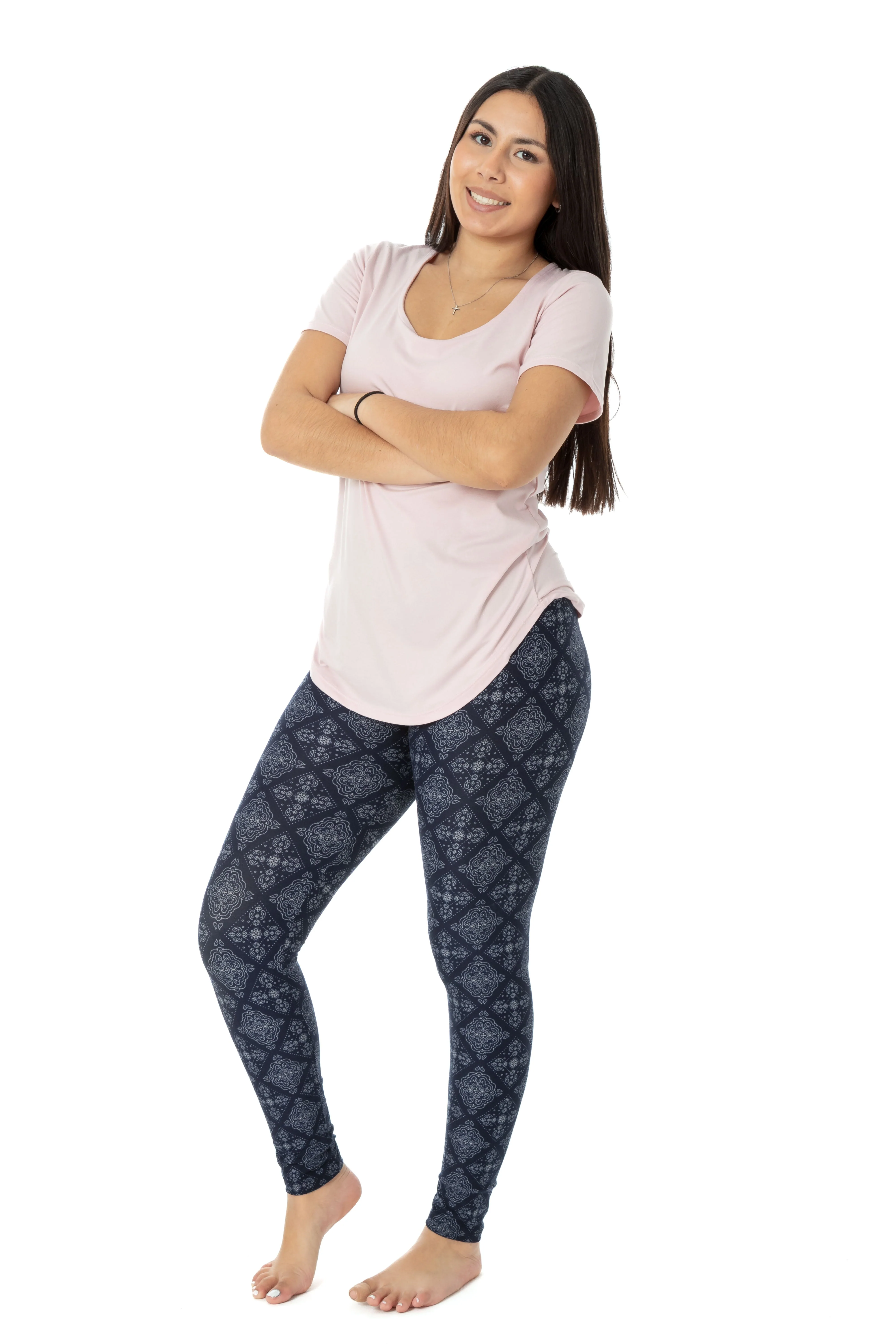 Navy Damask - All Season Leggings - Image 4