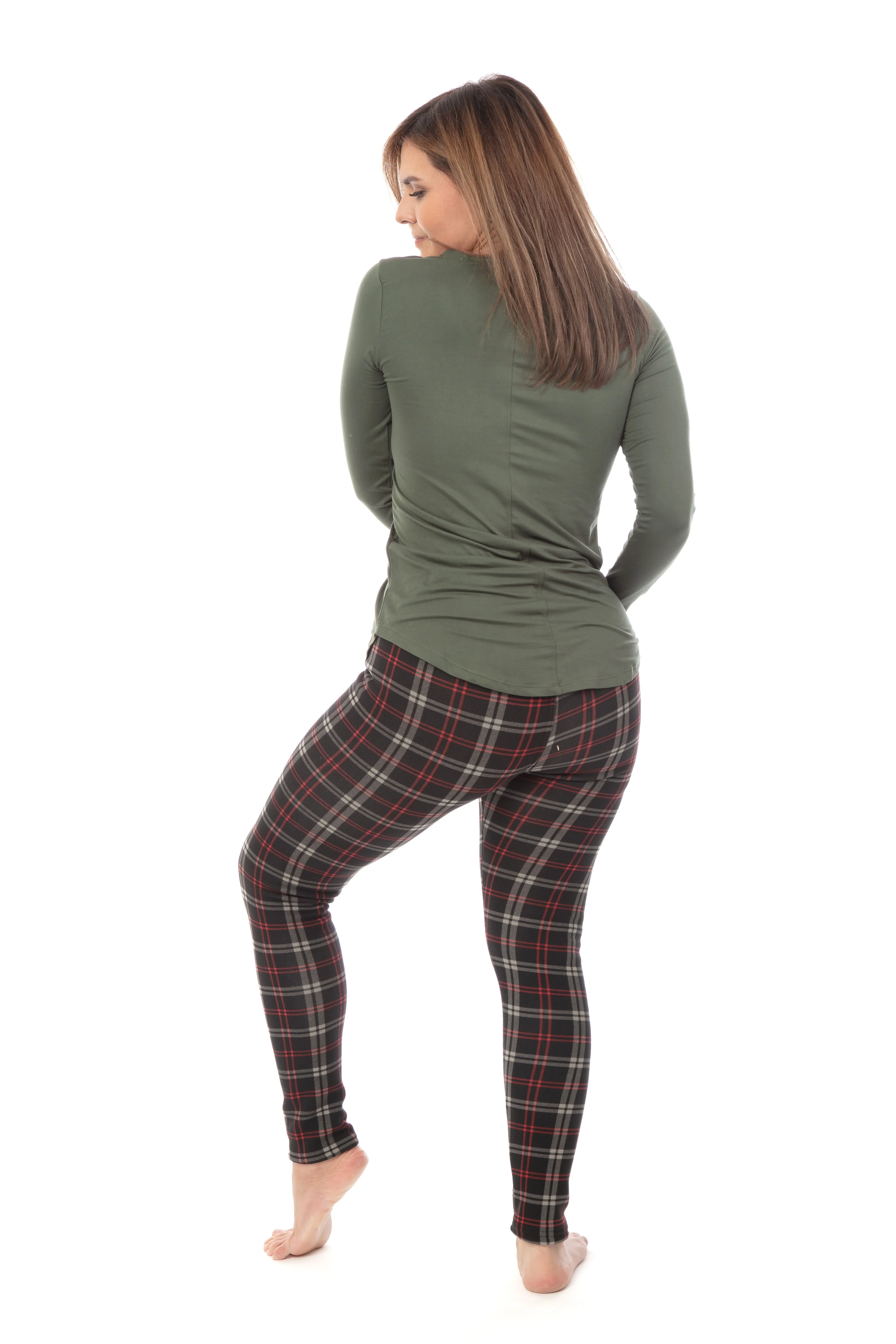 Scottish Red Lines - Cozy Lined Leggings - Image 4
