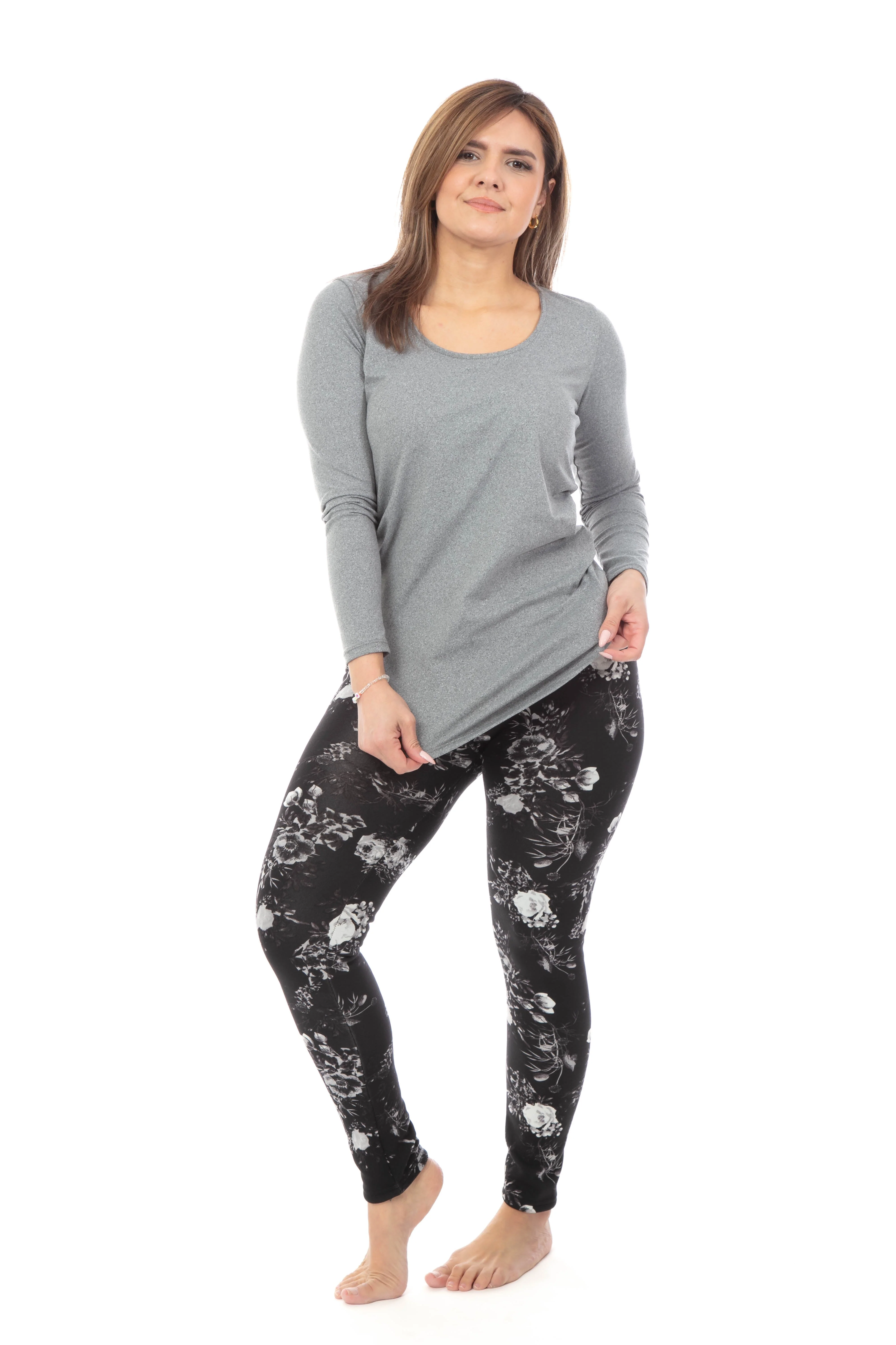 White Roses - Cozy Lined Leggings - Image 2